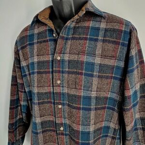 Pendleton Flannel Shirt Mens Medium Plaid Virgin Wool Made In USA
